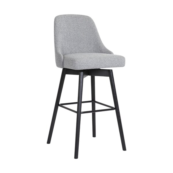 Armen Living Sicily 26" Swivel Black Wood Counter Stool in Light Gray Fabric LCSIBABLKGRYF26 - main